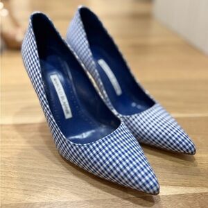 Manolo gingham blue heels